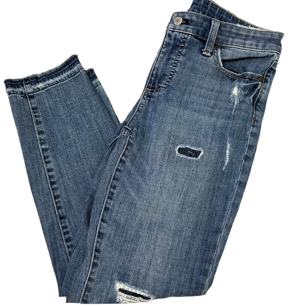 Distressed Slim Ankle Jeans raw hem size 4